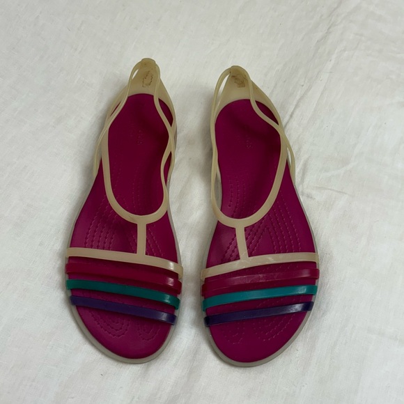 Crocs Isabella Pink Slip On Colorful Sandals Size 10 Summer Casual - Picture 4 of 11